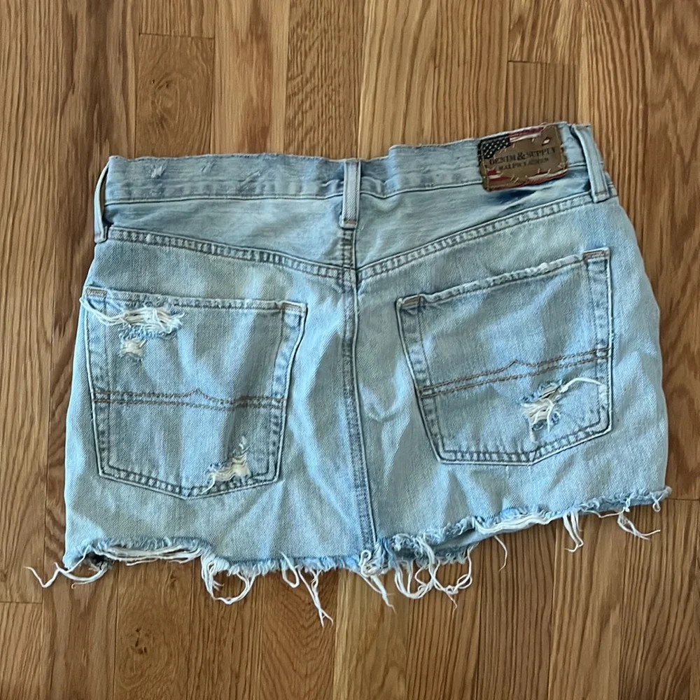 Denim & Supply Ralph Lauren Vintage Mini Distressed Blue Jean Skirt Size 28 - Picture 3 of 6